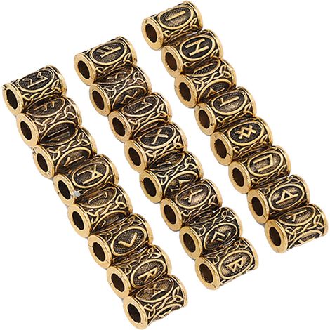 24 perles cheveux barbe en alliage, motifs vintage uniques, accessoires tressage locks et barbe, doré, lot de 24 (1/5)