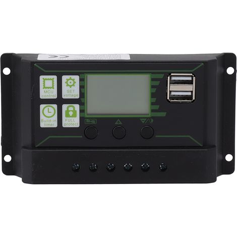 Régulateur de charge solaire PWM 70A avec double USB, grand écran LCD, contrôleur de décharge pour panneau solaire (1/5)