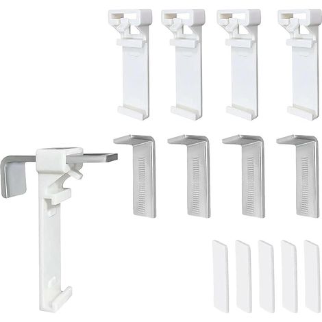 5 Pièces Supports de Serrage Longs Auto-adhésif, Fixation Store sans Percage avec 5 Coussinets Auto-adhésifs, Réglable Support pour Store Enrouleur, Convient aux Fenêtres