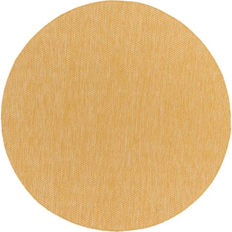 Teppich Outdoor Wohnzimmer Esszimmer Balkon Wetterfest 120 cm x 120 cm Gelb Rund (1/4)