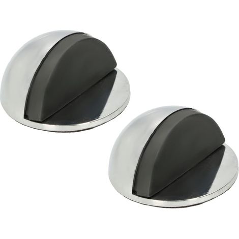 KOTARBAU Lot de 2 butoirs de porte avec butées en caoutchouc pour portes autoportantes Chromé (1/5)