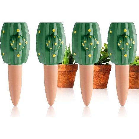 Oyas a Planter Terre Cuite, 4 Pièces Arrosage Goutte à Goutte Ollas Terre Cuite Arrosage Automatique Plantes Irrigation Goutte a Goutte Bouteille pour Jardin Maison Intérieur Extérieur