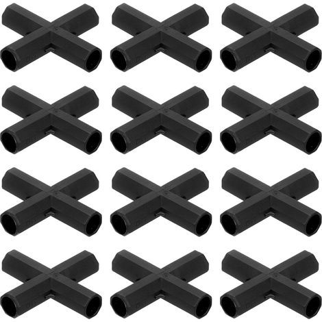 12 Pièces 11mm Connecteurs de Construction de Cadre de Serre. Raccord de Tuyau Plat 4 Voies pour Treillis de Raisin/Abri de Soleil/Piquets de Jardinage. Accessoires de Serre [Noir] (1/5)