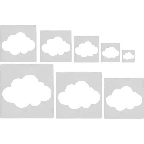 Lot de 8 pochoirs à peindre mignons : Pochoirs nuages en plastique - Gabarits réutilisables pour murs, bois, tissu et toile - Fournitures de dessin et de loisirs créatifs (1/3)