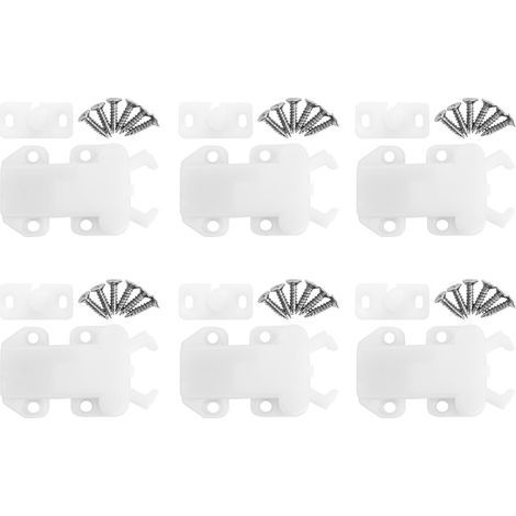 6 ensembles de loquets de porte autobloquants en Nylon pour tiroirs d'armoires, accessoires de quincaillerie pour meubles, blanc (1/5)
