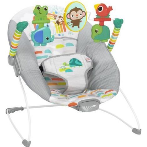 BRIGHT STARTS Babyschaukel Tiere, beruhigende Vibrationen, Spielbogen mit interaktiven Spielzeugen, Babyr Geschenk