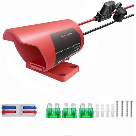 Kit adaptateur de batterie pour Milwaukee M12 12V Power Wheels avec fusible et interrupteur, convertisseur de puissance avec câble 14 AWG (rouge) (1/5)