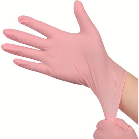 Gants nitrile roses M – 100 gants jetables, non poudrés, sans latex, pour la cuisine, l’usage médical, le ménage, la mécanique, le tatouage (1/5)