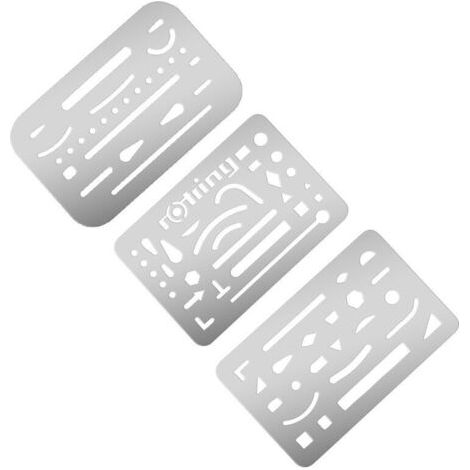 3 pièces bouclier d'effacement modèle de dessin en acier inoxydable outils de dessin de bouclier outil de bouclier de gomme en métal pour les artistes de dessin mécanique conception technique (1/5)
