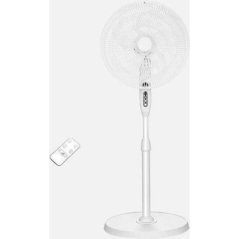 Ventilador De Pie Verdel Blanco 3vel 50w 5asp Fijo/rotatorio C/remoto Y Temporizador Regx42x42cm