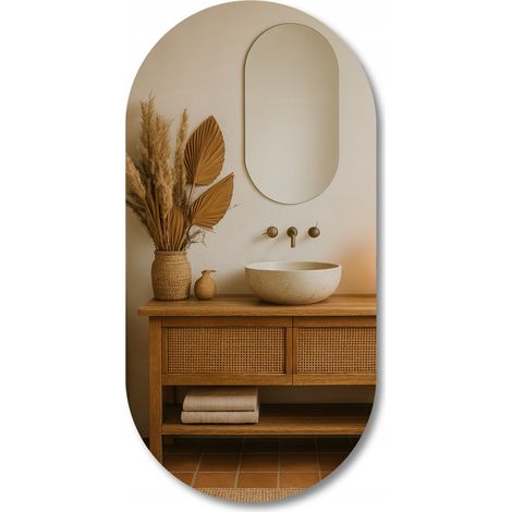 Miroir ovale classique 40x90 argenté, forme irrégulière Aria (1/5)