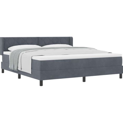 Maison Exclusive - Letto a molle con testiera Grigio scuro 200 x 180 cm Velluto (1/5)