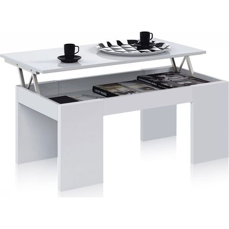 Mesa de centro elevable con almacenaje oculto 100x43-55 cm Calex Blanco 50cm (ancho) x 45cm (alto) (1/5)