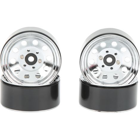Lot de 4 moyeux de roue Beadlock RC 1,9 pouce en fer résistant à l'usure et réutilisables, couleur argent. (1/5)