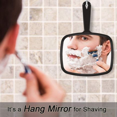 Miroir à main portable avec poignée pour coiffeur barbier, miroir de maquillage manuel, accessoire salon de coiffure, outil professionnel. (1/4)