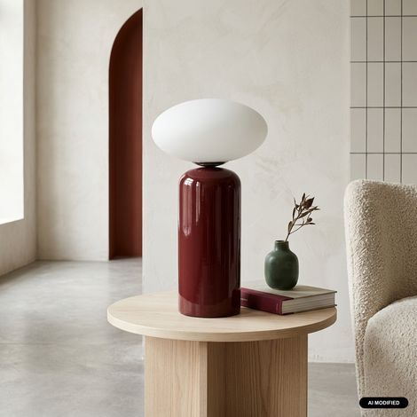 sweeek - Lampe de table intérieur céramique et verre Ø25cm bordeaux - Tili