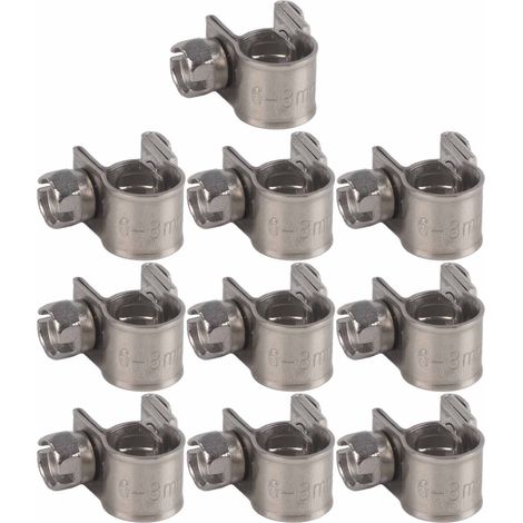 10 pièces en acier inoxydable Mini tuyau de carburant collier de serrage pince 6mm-20mm taille en option