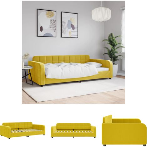The Living Store Tagesbett Gelb 100x200 cm Samt -  Betten & Bettgestelle (1/5)