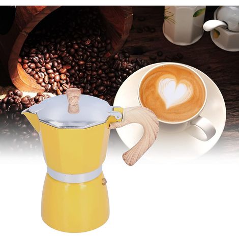 Cafetière Moka 300ml Alliage Aluminium Cafetière Expresso Style Compatible Gaz, Réchaud Éthanol et Plaque Électrique, Poignée Isolante, Prépare 6 Tasses d’Espresso, Facile à Nettoyer (1/5)