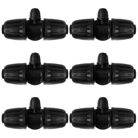 6Pcs Barbed Tee Pipe Connector 3-Way Irrigation Hose Connector for Tube 13/16mm to 4/7mm, 3-Way Drip Irrigation Connector for Garden, Lawn