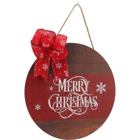 Weihnachtliches Türschild aus Holz mit Seil – Runde Türdekoration aus Holz (1/5)