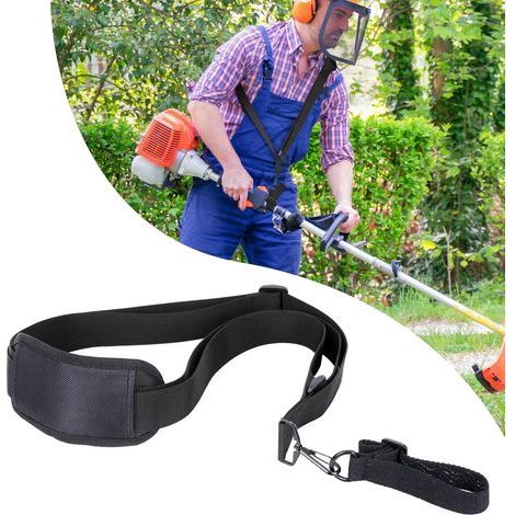 Brushcutter Harness - Lawnmower Harness - Nylon Shoulder Strap Compatible with Most Brushcutters (Black) (1/5)