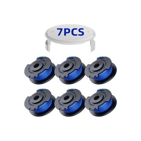 Lot de 2 Bobines de Fil Nylon de Rechange – Compatibles avec Ryobi AC14RL3A et AC14HCA – Tête de Coupe pour Débroussailleuse (6 Bobines + 1 Capot, Bleu) (1/5)
