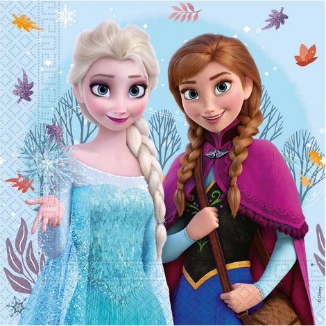 Servilletas de papel Frozen Elsa Anna Cumpleaños 33x33cm 20 unidades. (1/2)