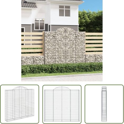 The Living Store Gabione mit Hochbogen 200x50x180/200 cm Verzinktes Eisen - Gabionenkorb - Gabionenwände - Gartendekoration - Eisenmöbel - Zaun (1/5)
