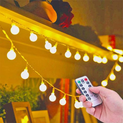 Lumières fées avec 8 modes d'éclairage 10m 100 LED chaud blanc pour la fête, salon, chambre, jardin [Classe énergétique A++] (1/5)