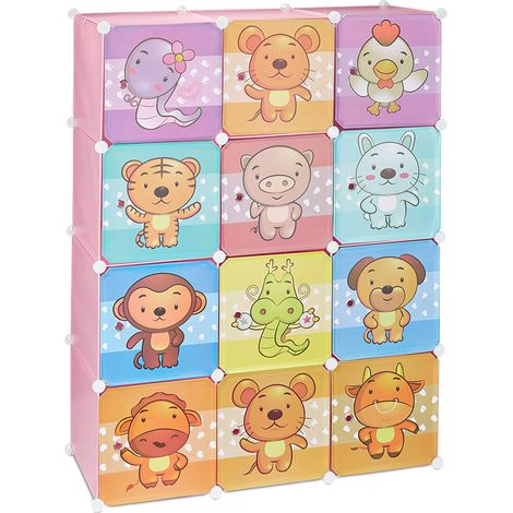 Scaffale portaoggetti per bambini armadietto modulare in plastica armadio animali armadio rosa 130001209
