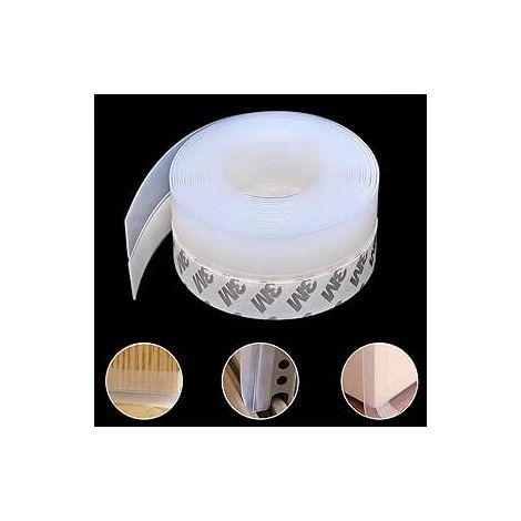 Bande de joint en silicone Bande de porte Fond coupe-froid Fenêtre d'étanchéité Bande de protection contre les courants d'air porte de douche en verre Imperméable, coupe-vent, insonorisé, 45 mm (1/5)