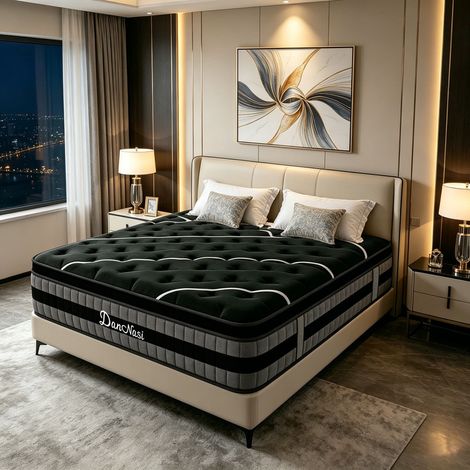 Matelas 140x190 cm, Très épais 30cm, DANNASI Matelas Hybride à Ressorts Indépendan Ensachés et Mousse à Mémoire de Forme, Oeko-tex