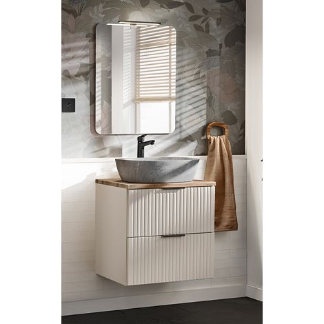 Waschplatz Set mit 60cm Waschtisch, 2-teilig, in kaschmir und Eiche, ADELAIDE-56-CASHMERE (1/5)