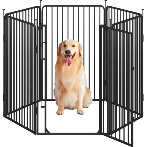 Yaheetech Recinto per Cani 6 Pannelli 100 cm da Interno da Esterno, Cancelletto Box per Cani Gatti, Cancello Barriera Pieghevole in Metallo per Casa Giardino