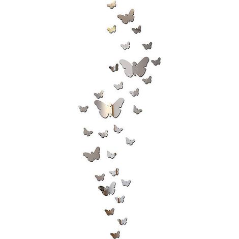 stickers Papillons Muraux, 30 Pices Stickers Miroir Papillon Acrylique Argent 3d Stikers Murals Papillon Decoration Pour Salon Chambre Bureau (1/5)