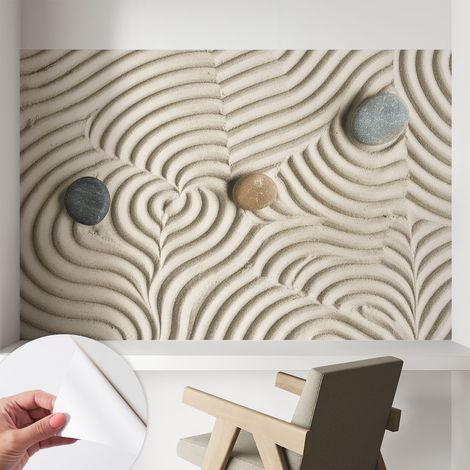 Papier peint autocollant Mural avec colle pour salon et chambre Décoration murale rapide Vagues harmonieuses 104x70 cm (1/5)