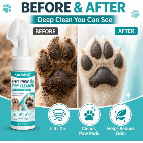 KineShineX Haustierpfotenreinigungsschaum – Wasserloser Pfotenreiniger, geeignet für Katzen und Hunde, sanft zu den Pfotenballen (1/5)