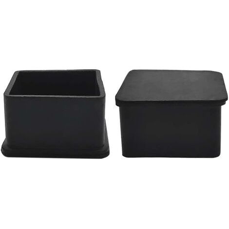 Lot de 2 embouts carrés noirs antidérapants en caoutchouc pour pieds de chaises et de tables