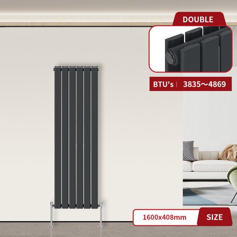 Warmehaus Flat Radiator Anthracite Vertical 1600 x 408mm Double (1/5)