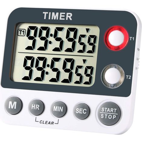 Minuterie De Cuisine Numérique - Écran LCD Grand Format - Fonction Compte À Rebours Jusqu'à 99 H 99 Min 99 S - Fixation Magnétique Accrochage Ou Pose Libre - 1 Pièce (1/5)