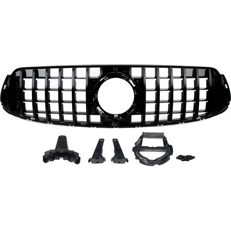 Parrilla delantera, estilo GT, plástico ABS duradero, negro brillante. (1/2)