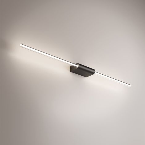 Brilliant Lampada da Parete o Soffitto a LED, Design Lineare in Alluminio Verniciato Nero, Diffusore Cilindrico 360°, Dimmerabile 9W, 87.2 cm