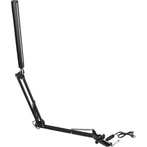 Lampe de bureau à bras articulé LED, lumière oculaire réglable, pince fixe pour étude, bureau, bureau, usage domestique, noir, design flexible (1/5)