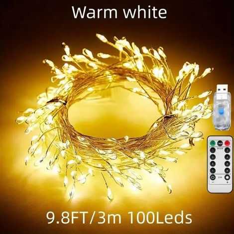 LED-Lichterkette mit acht Blinkmodi und USB-Fernbedienung für Weihnachtsdekoration an der Decke, Schlafzimmer und Hochzeit  - Crezuo