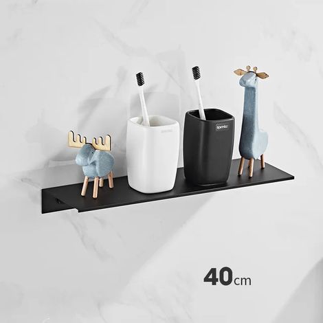 (Noir 40 cm) Étagère de rangement moderne en or brossé noir et blanc pour salle de bain, cuisine et accessoires de maison (1/5)