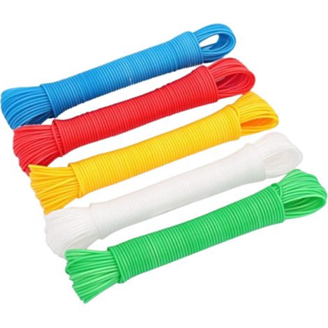 Cuerda para tender la ropa trenzada y retorcida, colores surtidos, 10 m, 1 pieza.