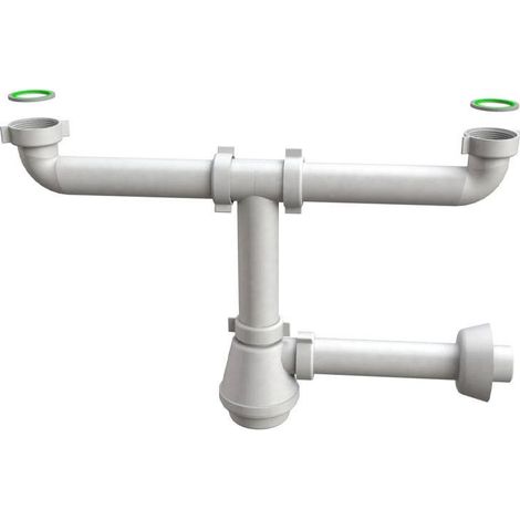 Siphon 2 voies pour A vier sans vidage en raccord polypropylA ne 1 &quot1 - 2 (1/2)