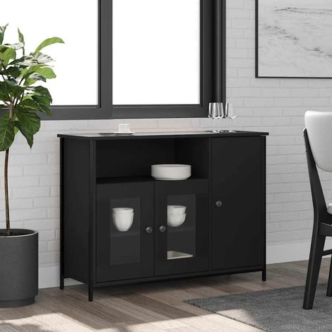 vidaXL Credenza Nera 100x35x75 cm in Legno Multistrato