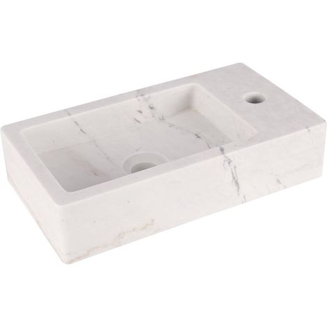 Differnz Hura Lavabo pour WC - 40x22x9cm - pierre marbrière - blanc